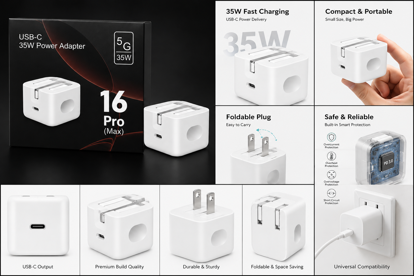 16 Pro Max 35W USB-C Fast Charger Adapter
