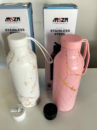 White Marble Texture Thermal Water Bottle