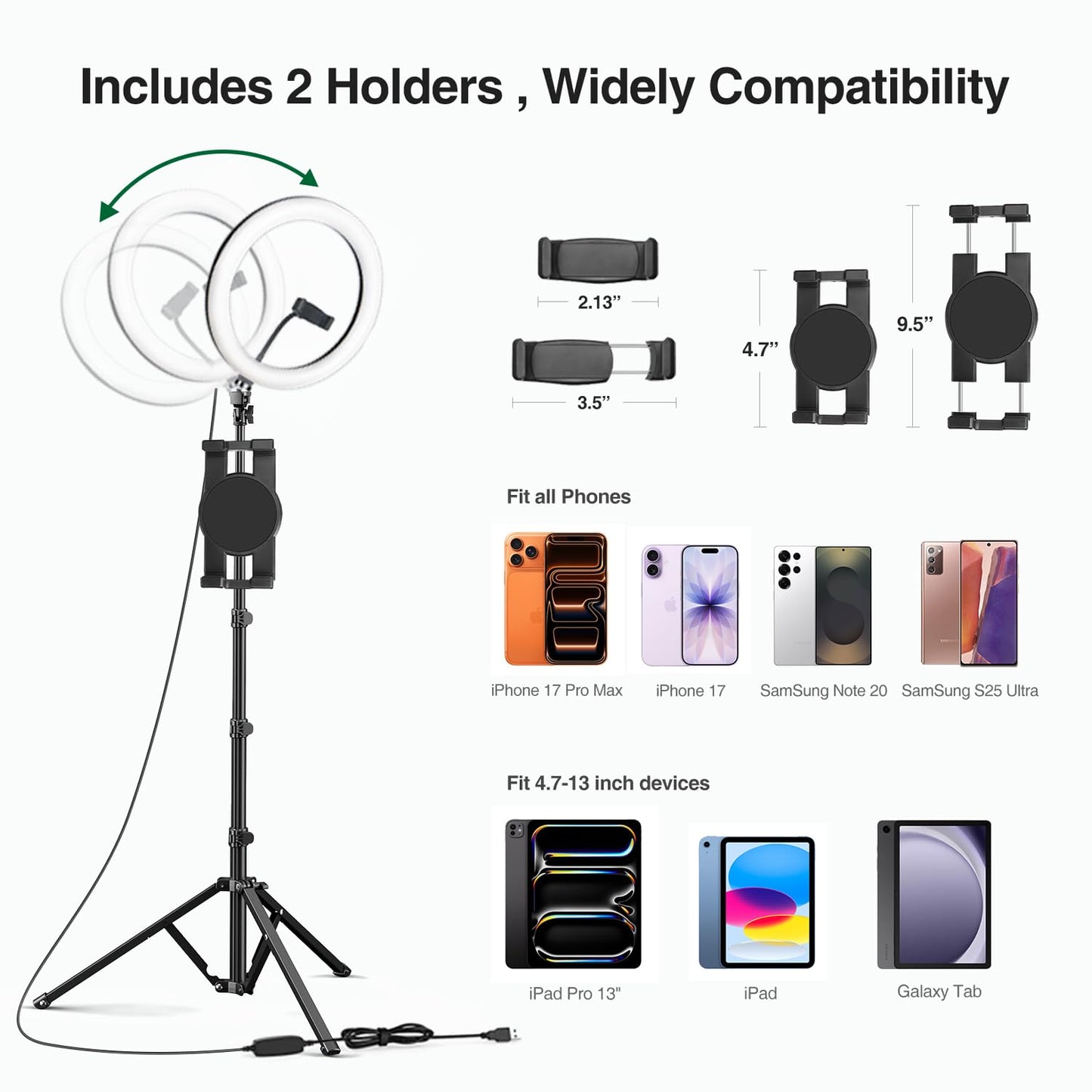 12 Inch LED Ring Fill Light with Mobile Holder