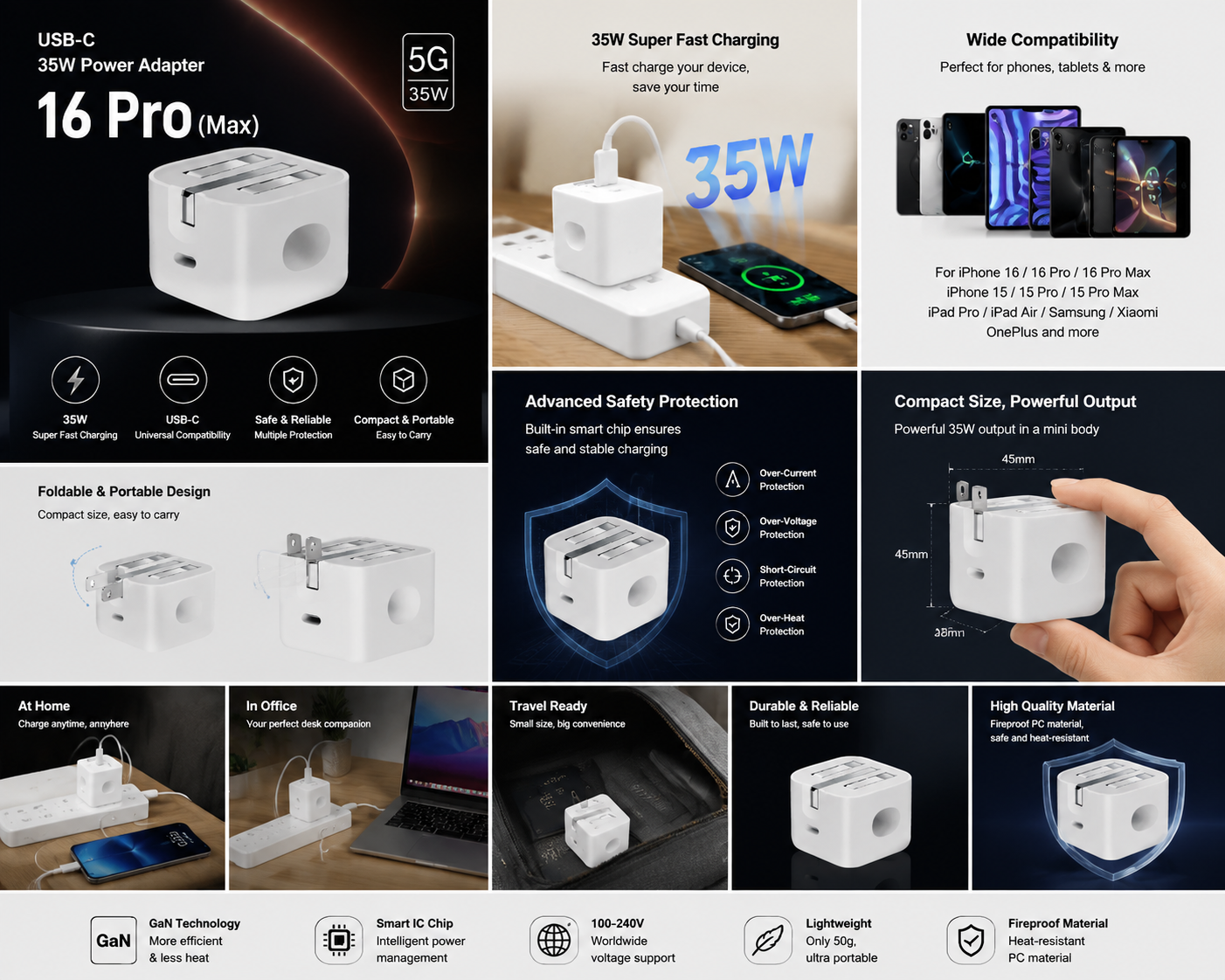 16 Pro Max 35W USB-C Fast Charger Adapter