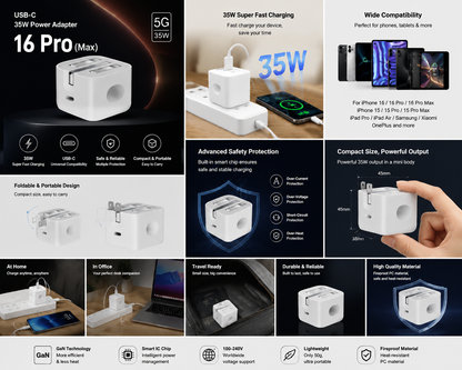 16 Pro Max 35W USB-C Fast Charger Adapter