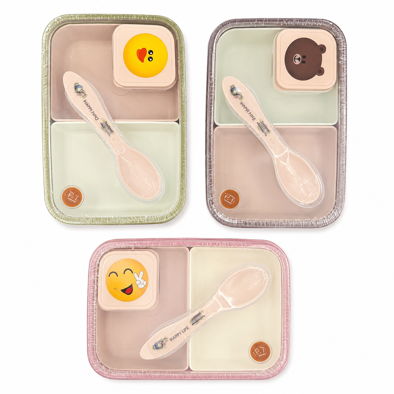 Cute Cartoon Kids Lunch Box Set with Spoon
