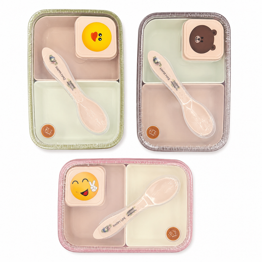 Cute Cartoon Kids Lunch Box Set with Spoon