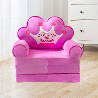 Premium Foldable Princess Crown Kids Plush Sofa